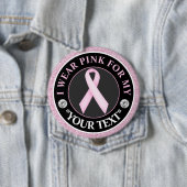 Badge Rond 10 Cm Pink Ribbon Breast Cancer Awareness Design (En situation)