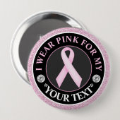 Badge Rond 10 Cm Pink Ribbon Breast Cancer Awareness Design (Devant & derrière)