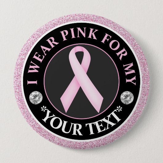 Badge Rond 10 Cm Pink Ribbon Breast Cancer Awareness Design (Devant)