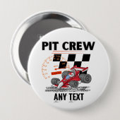 Badge Rond 10 Cm Pit Crew Anniversaire Fête Thème Race Cars (Devant & derrière)