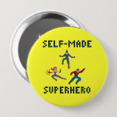 Badge Rond 10 Cm Pixel Art Superheroes Porte - clé (Devant & derrière)