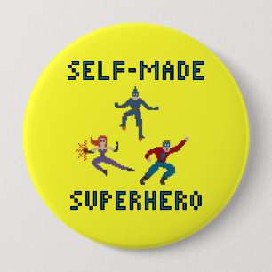 Badge Rond 10 Cm Pixel Art Superheroes Porte - clé