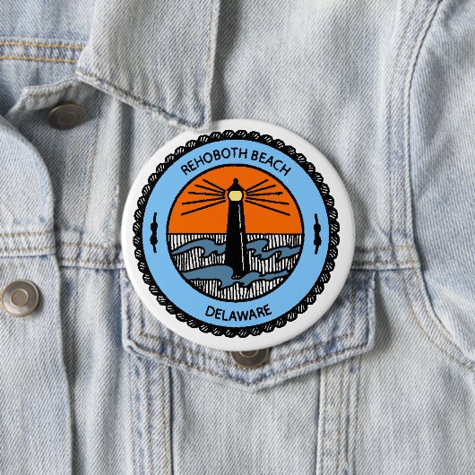 Badge Rond 10 Cm Plage de Rehoboth (En situation)