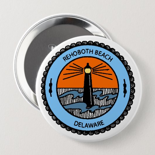 Badge Rond 10 Cm Plage de Rehoboth (Devant & derrière)