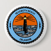 Badge Rond 10 Cm Plage de Rehoboth (Devant)