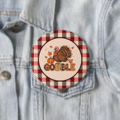 Badge Rond 10 Cm Plaid & Whimsy – Festive Thanksgiving Turkey (En situation)