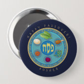 Badge Rond 10 Cm Plate de Pâque Kosher Pesach (Devant & derrière)
