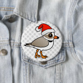 Badge Rond 10 Cm Pluvier sifflant Père Noël (En situation)