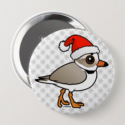 Badge Rond 10 Cm Pluvier sifflant Père Noël (Devant & derrière)