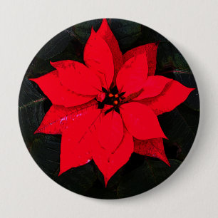 Badge Rond 10 Cm Poinsettia 6078