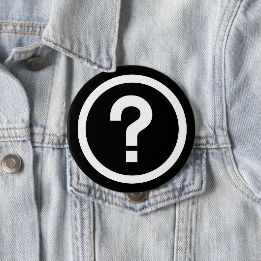 Badge Rond 10 Cm point d'interrogation ? (En situation)