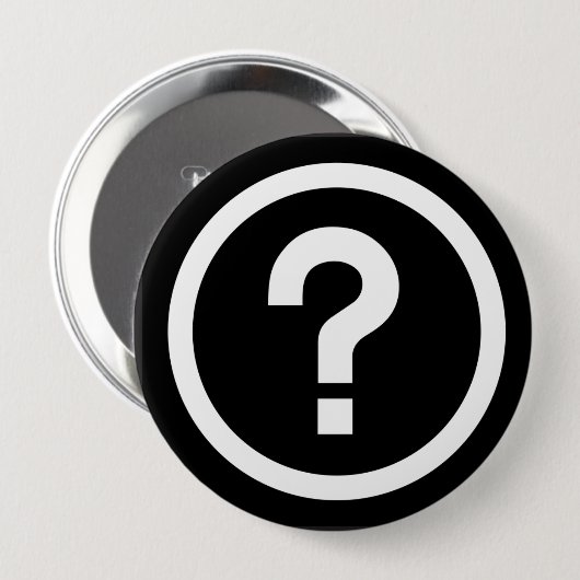 Badge Rond 10 Cm point d'interrogation ? (Devant & derrière)