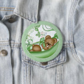 Badge Rond 10 Cm Pois dans un bouton de cosse (En situation)