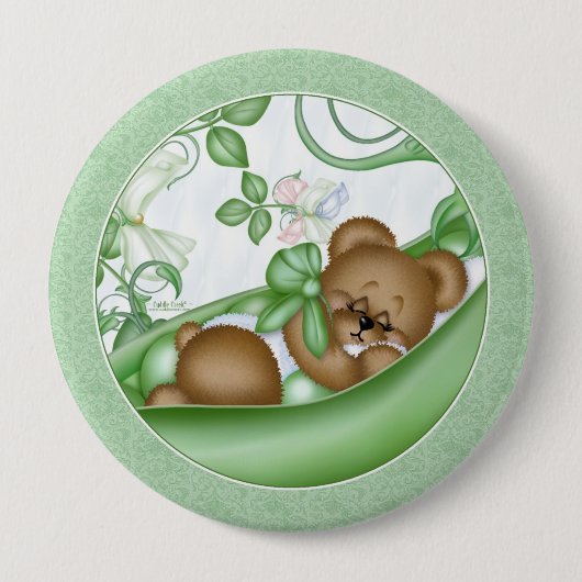 Badge Rond 10 Cm Pois dans un bouton de cosse (Devant)