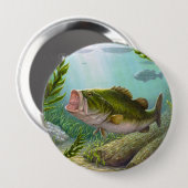 Badge Rond 10 Cm Poisson basse (Devant & derrière)