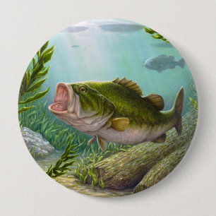 Badge Rond 10 Cm Poisson basse