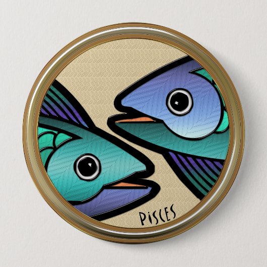 Badge Rond 10 Cm Poissons Z (Pin-Sur le bouton) (Devant)