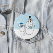 Badge Rond 10 Cm Pooping Snowman (En situation)