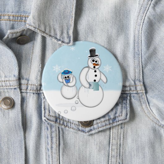 Badge Rond 10 Cm Pooping Snowman (En situation)
