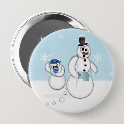 Badge Rond 10 Cm Pooping Snowman (Devant & derrière)