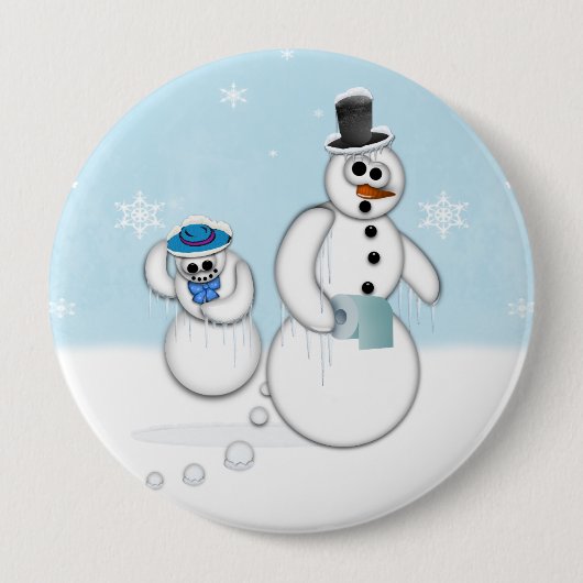 Badge Rond 10 Cm Pooping Snowman (Devant)