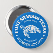 Badge Rond 10 Cm Port Aransas (tortue marine) (Devant & derrière)