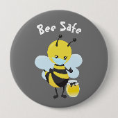 Badge Rond 10 Cm Porter un masque facial en toute sécurité (Devant)