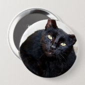 Badge Rond 10 Cm Portrait de chat noir (Devant & derrière)
