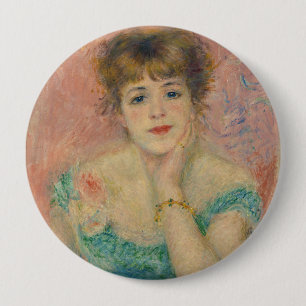 Badge Rond 10 Cm Portrait de l'actrice Jeanne Samary, Auguste Renoi