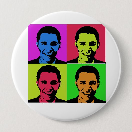 Badge Rond 10 Cm Portrait d'Obama (Devant)