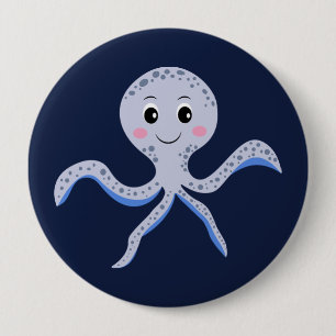 Badge Rond 10 Cm Poulpe sous le motif pour enfants de la mer