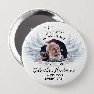 Badge Rond 10 Cm Pour toujours dans mon coeur Angel ailes Photo Fun