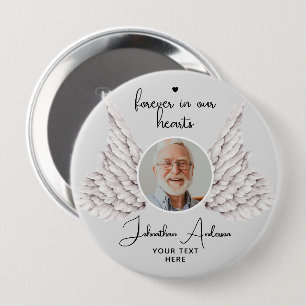Badge Rond 10 Cm Pour toujours dans nos coeurs Ange Ailes Photo Fun