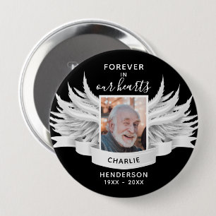 Badge Rond 10 Cm Pour toujours dans nos coeurs Ange Ailes Photo Fun