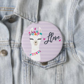 Badge Rond 10 Cm Pourpre d'amour de lama de //de bouton de lama (En situation)