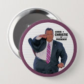 Badge Rond 10 Cm Président de Chris Christie en 2016 (Devant & derrière)