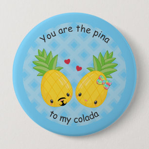 Badge Rond 10 Cm Pretty Pineapple Tropical Pina Colada Romantic