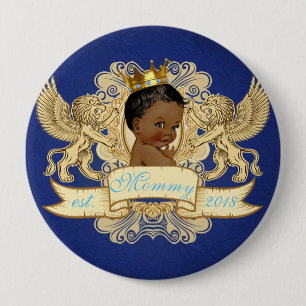 Badge Rond 10 Cm Prince africain Royal Birthday/bouton de baby