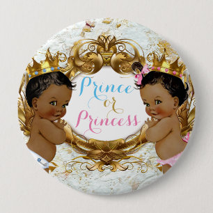 Badge Rond 10 Cm Prince ou princesse africain Gender Reveal Button