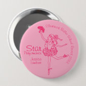 Badge Rond 10 Cm Prix du plan rose du ballerina (Devant & derrière)