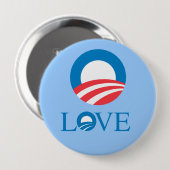 Badge Rond 10 Cm Pro-Obama - AMOUR — (Devant & derrière)