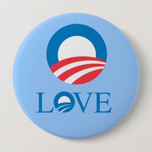 Badge Rond 10 Cm Pro-Obama - AMOUR — (Devant)