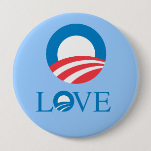 Badge Rond 10 Cm Pro-Obama - AMOUR —