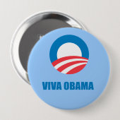 Badge Rond 10 Cm Pro-Obama - VIVA OBAMA (Devant & derrière)