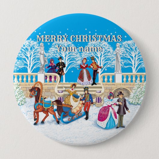 Badge Rond 10 Cm Promenade hivernale (Devant)