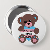 Badge Rond 10 Cm Protéger Trans Kids Pride Drapeau Teddy Bear (Devant & derrière)