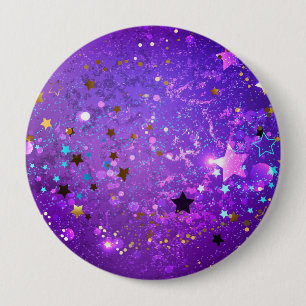Badge Rond 10 Cm Purple foil background with Stars