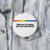 Badge Rond 10 Cm Quelle partie de lesbienne (En situation)