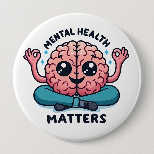 Badge Rond 10 Cm Questions de santé mentale (Devant)