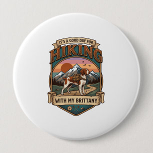 Badge Rond 10 Cm Randonnée Bretagne Sac à dos Chien Montagnes